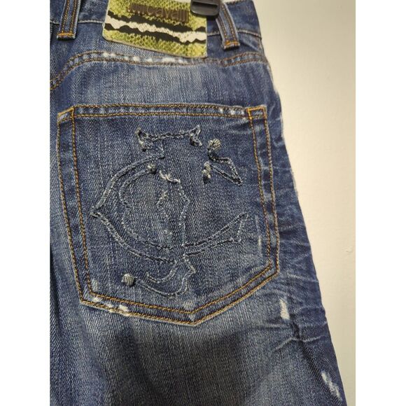 Just Cavali Ittierre Blue Distressed Denim Jeans Made in Italy Womens 28 42 - Picture 6 of 11